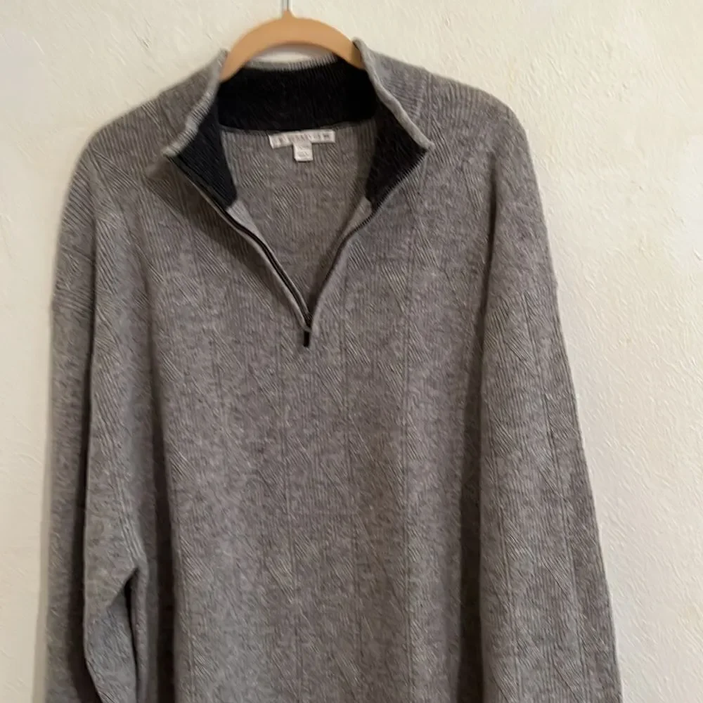 Cutter & Buck Men’ Long Sleeve 110% Lambs Wool 1/4 Zip Heather Gray Sweater XXL